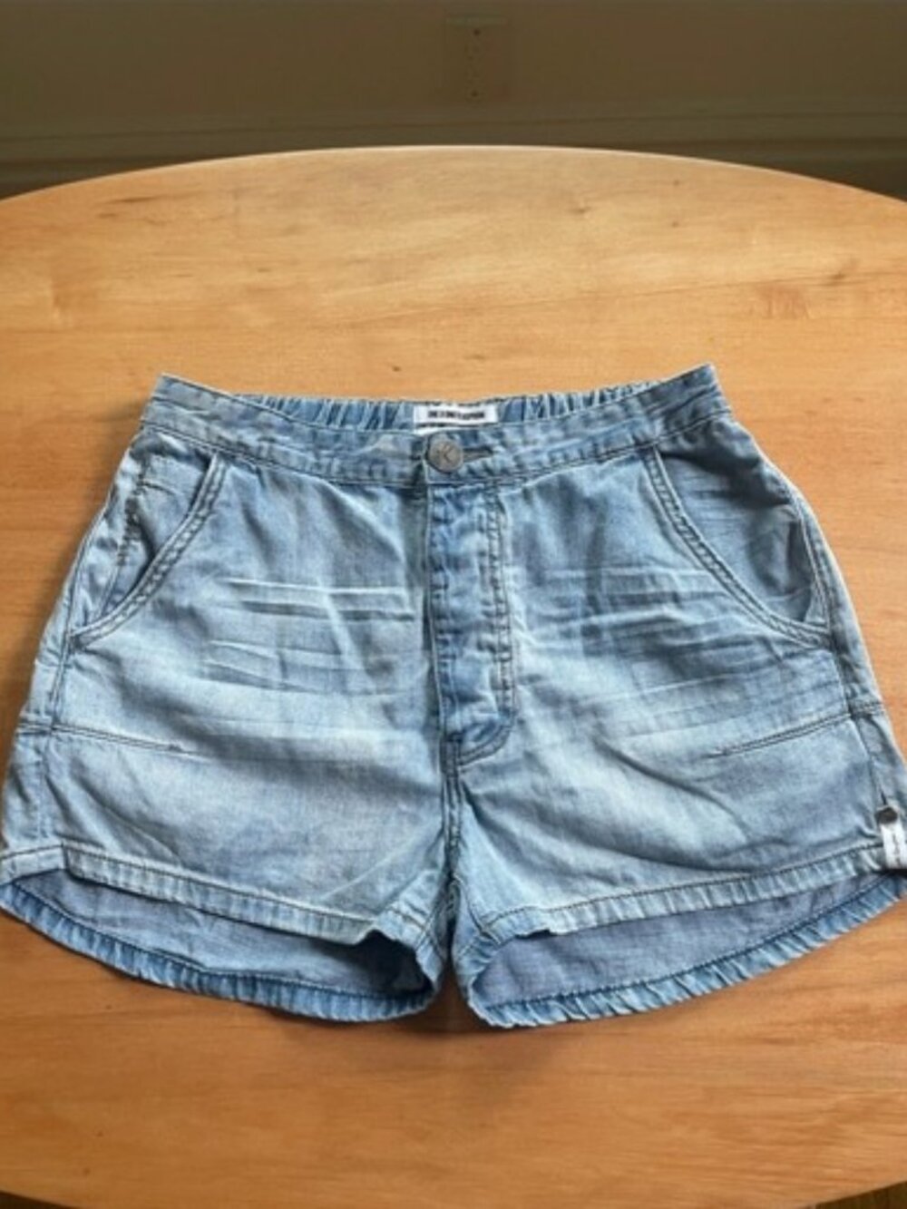 One Teaspoon Relaxed Denim Shorts Light Wash Slouchy Size Small